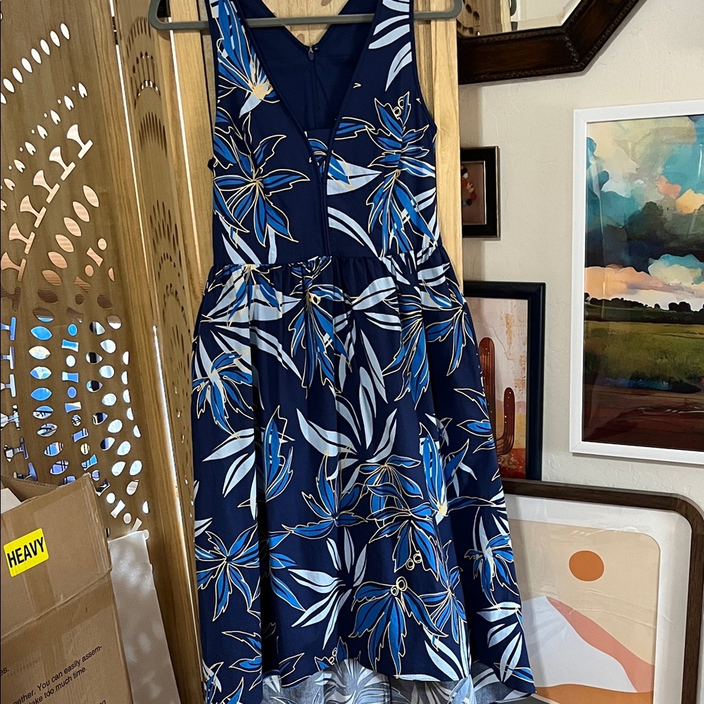 Navy Floral Midi High-lo Dress